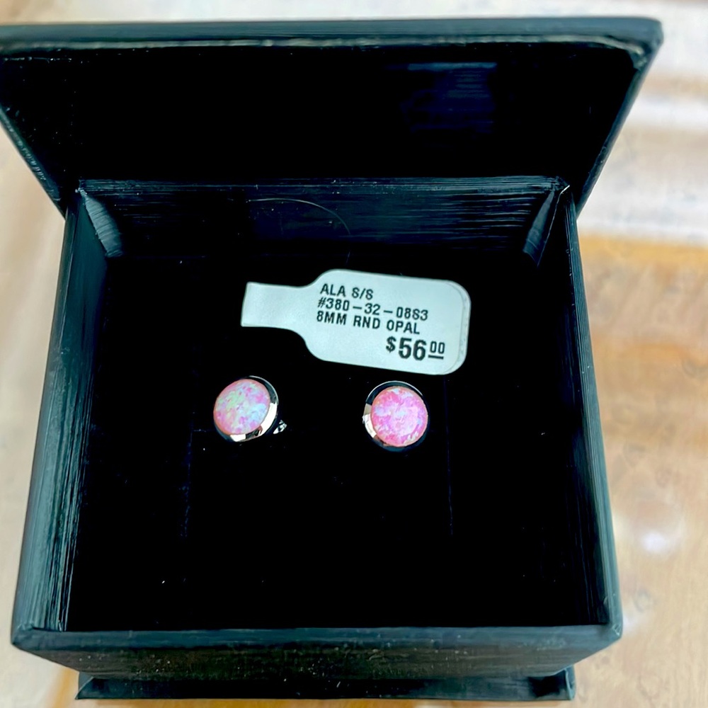 Blase DeNatale sterling silver pink Opal earrings